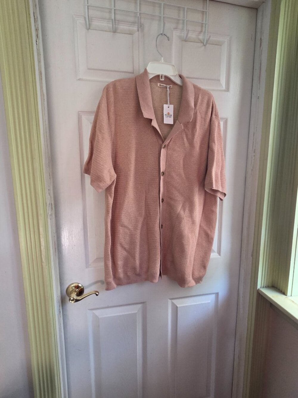 MARINE LAYER New! Size XXL Asher Resort Sweater Button Down Nude Beige Knit $138